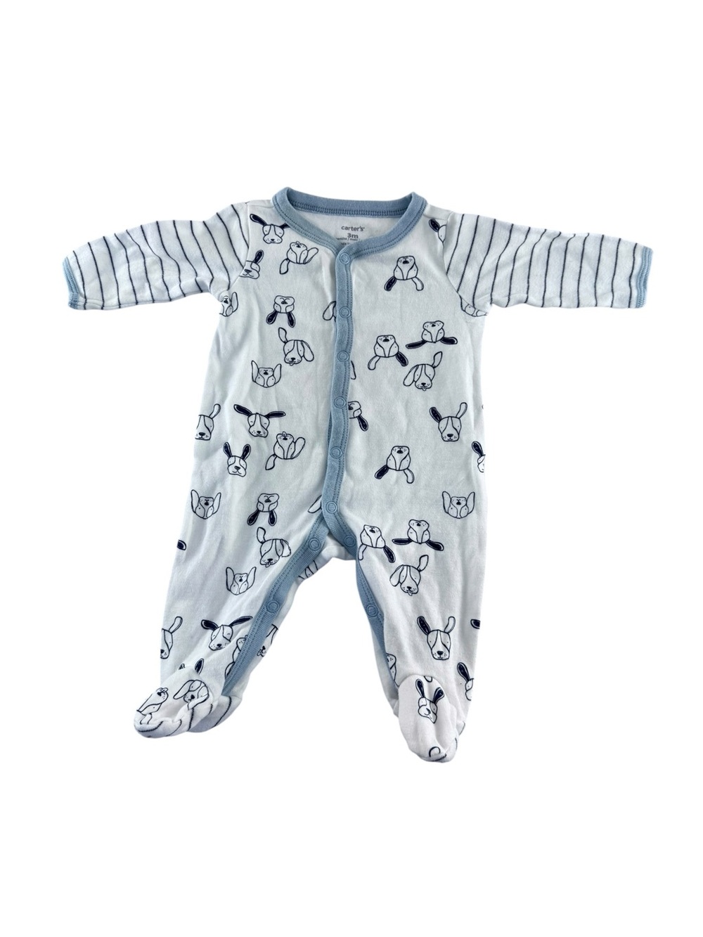 Carter's Light Blue Puppy & Stripe Footed One-Piece